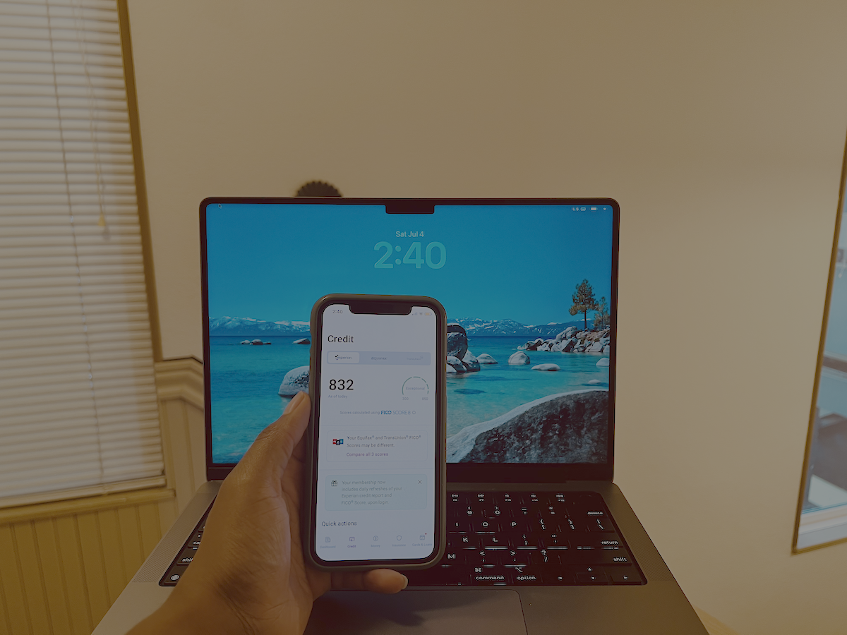 Person checking a credit-score app on a phone